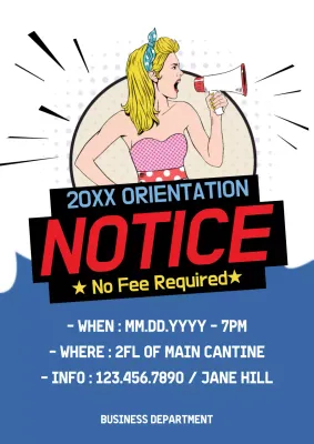Blue Retro Orientation Notice Poster