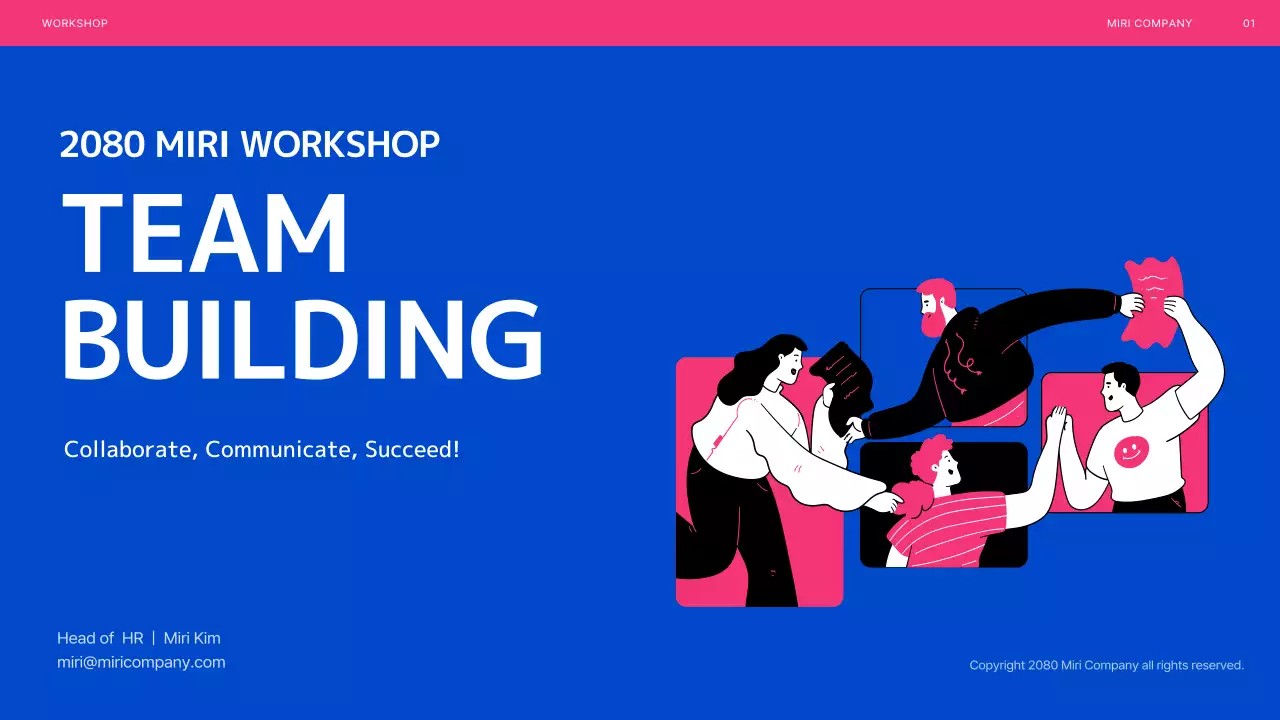 Blue and Pink Illustrated Team Building Workshop