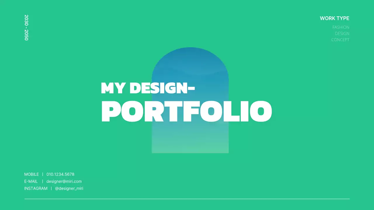 A simple design portfolio in green