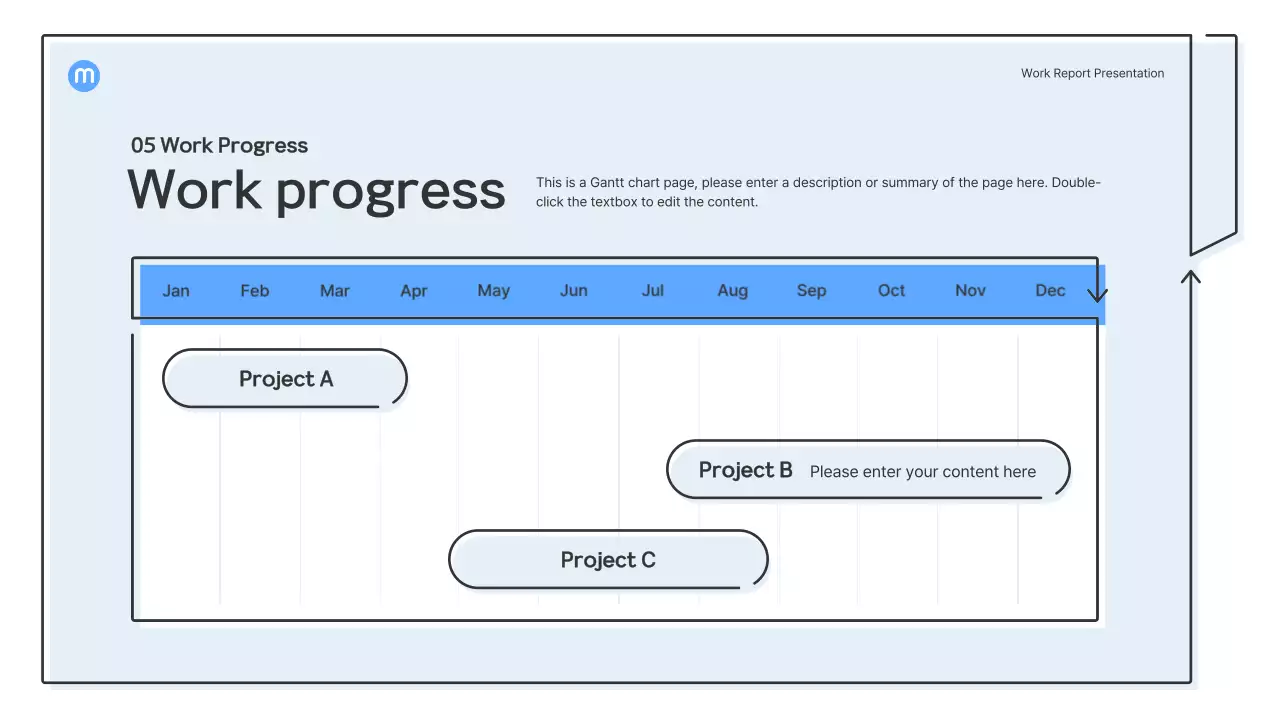Point shapes with light blue arrows business presentation kit