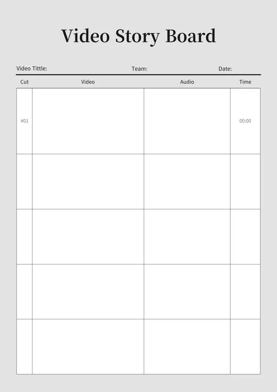 Gray's Simple Video Storyboard