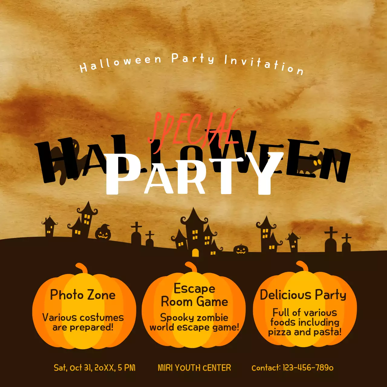 Orange Retro Halloween Invitation Instagram Post