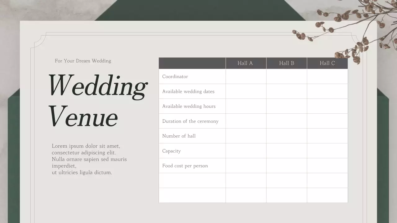 Wedding planning with a green invitation concept