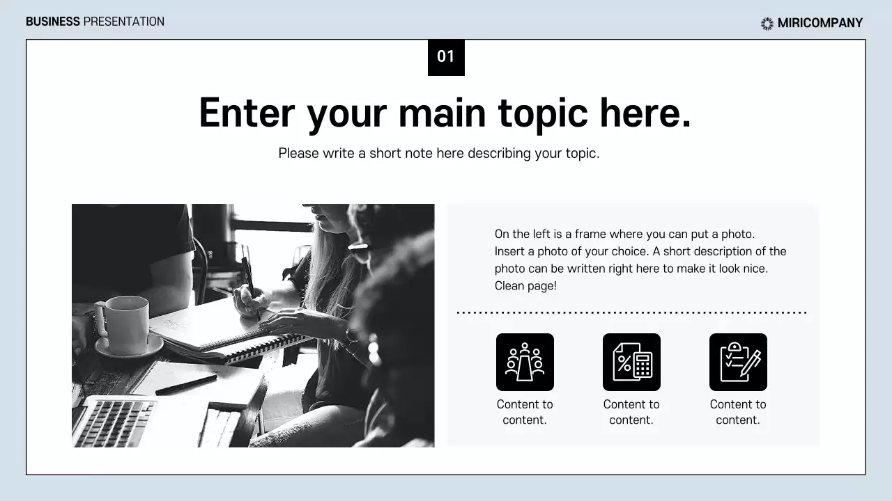 Clean business reports in light blue and black