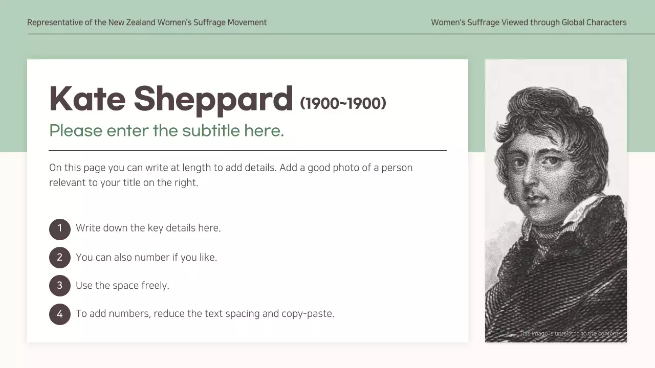  Presenting a subdued concept for a global women's suffrage assignment