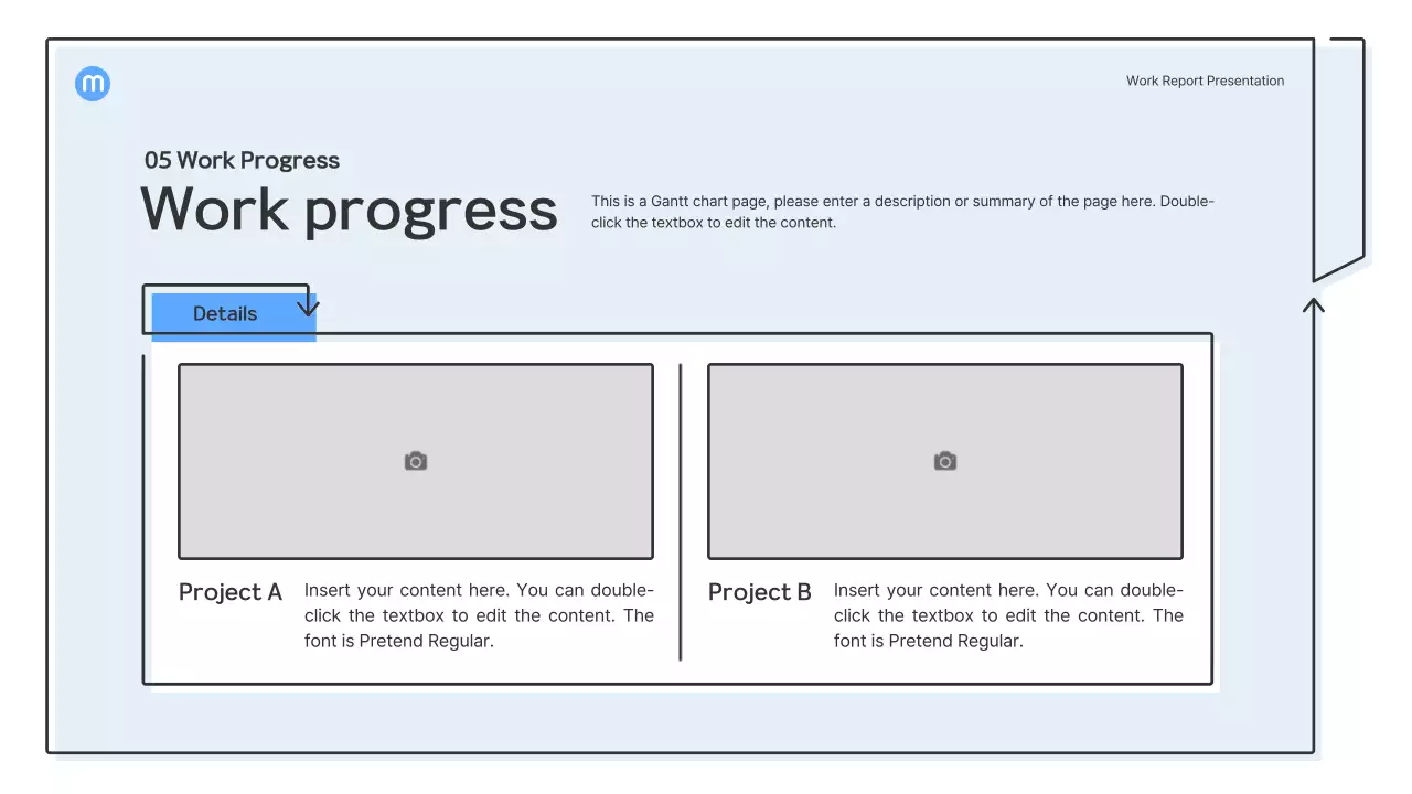 Point shapes with light blue arrows business presentation kit
