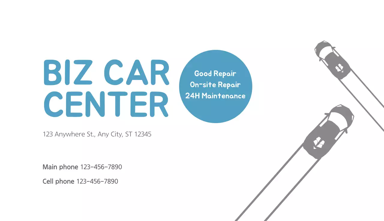 Blue Minimal Car Promotion Business Card