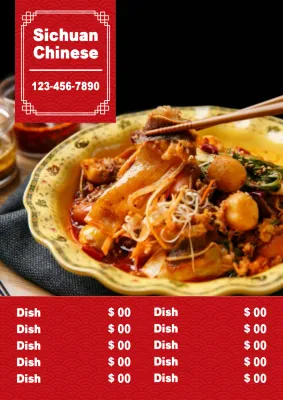Red Traditional Chinese Menu Poster