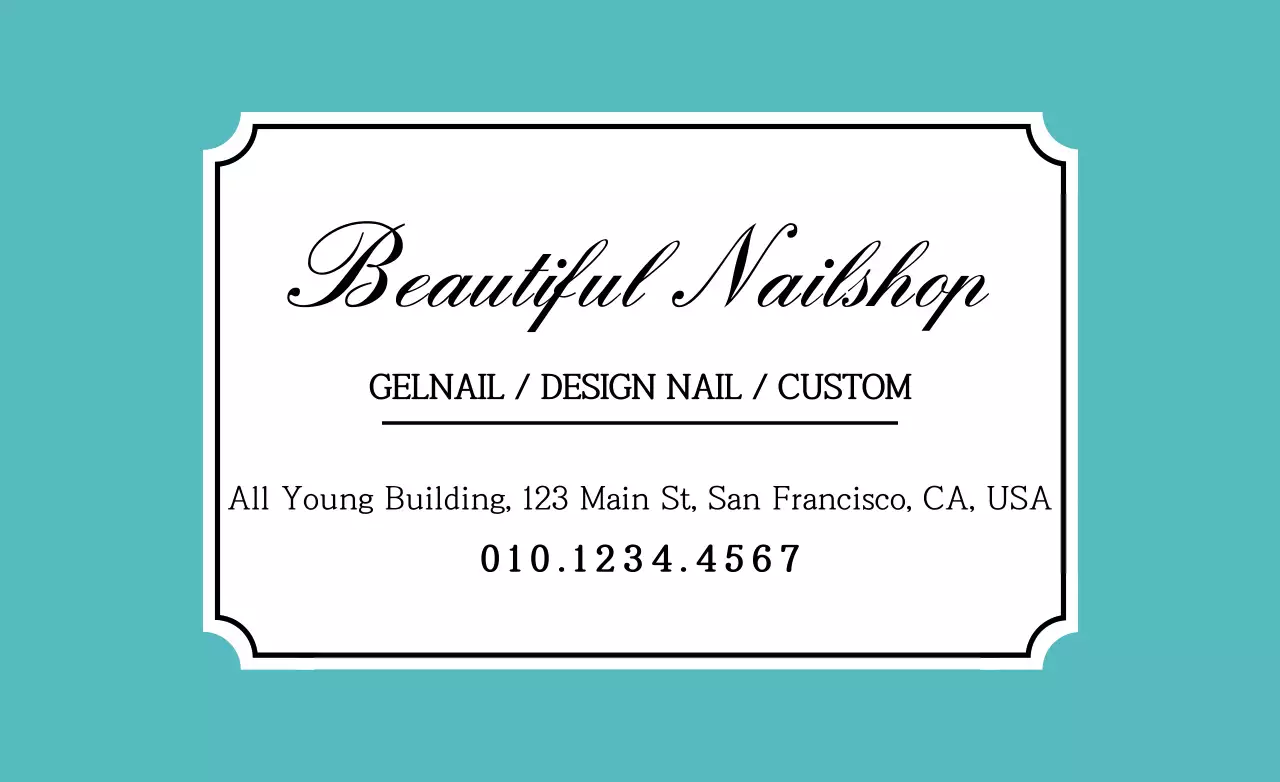 Teal Elegant Nailshop Business Card Banner