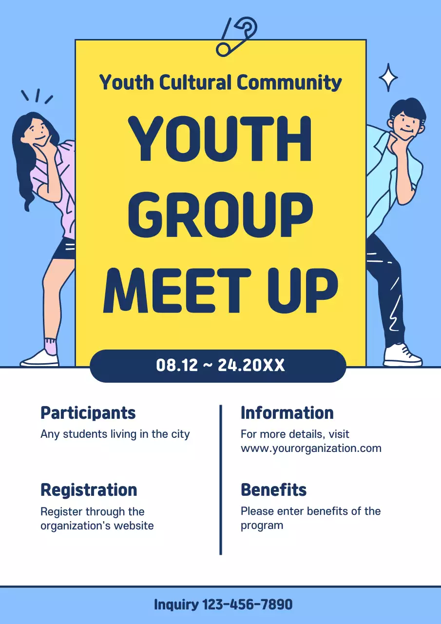 Blue Modern Youth Event Announcement Poster