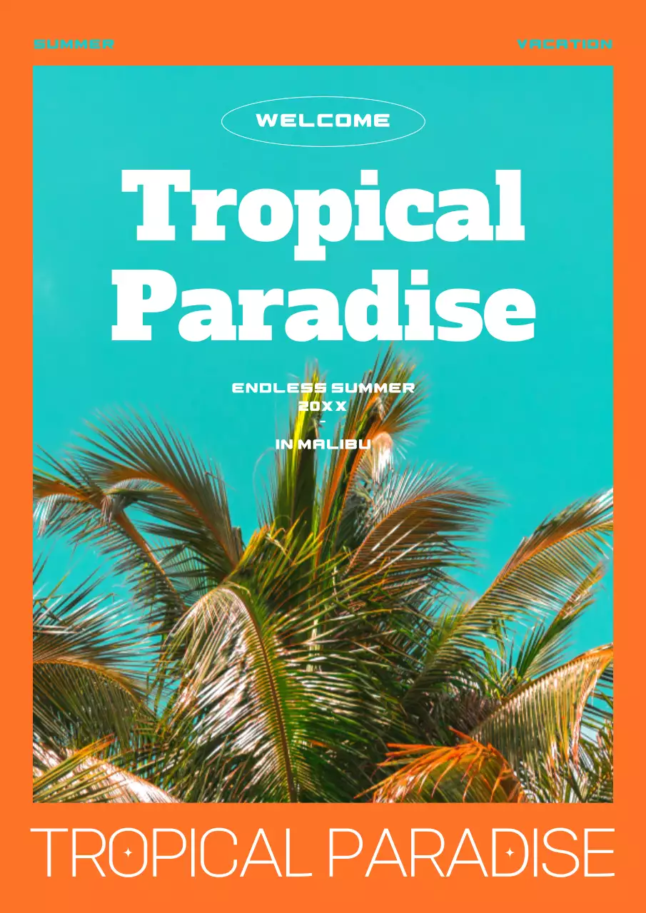 Tropical Palm Tree Tropical, a vacation-inspired palm tree in orange turquoise