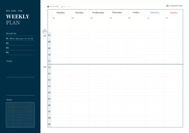 Agenda digital simples em estilo empresarial azul-marinho