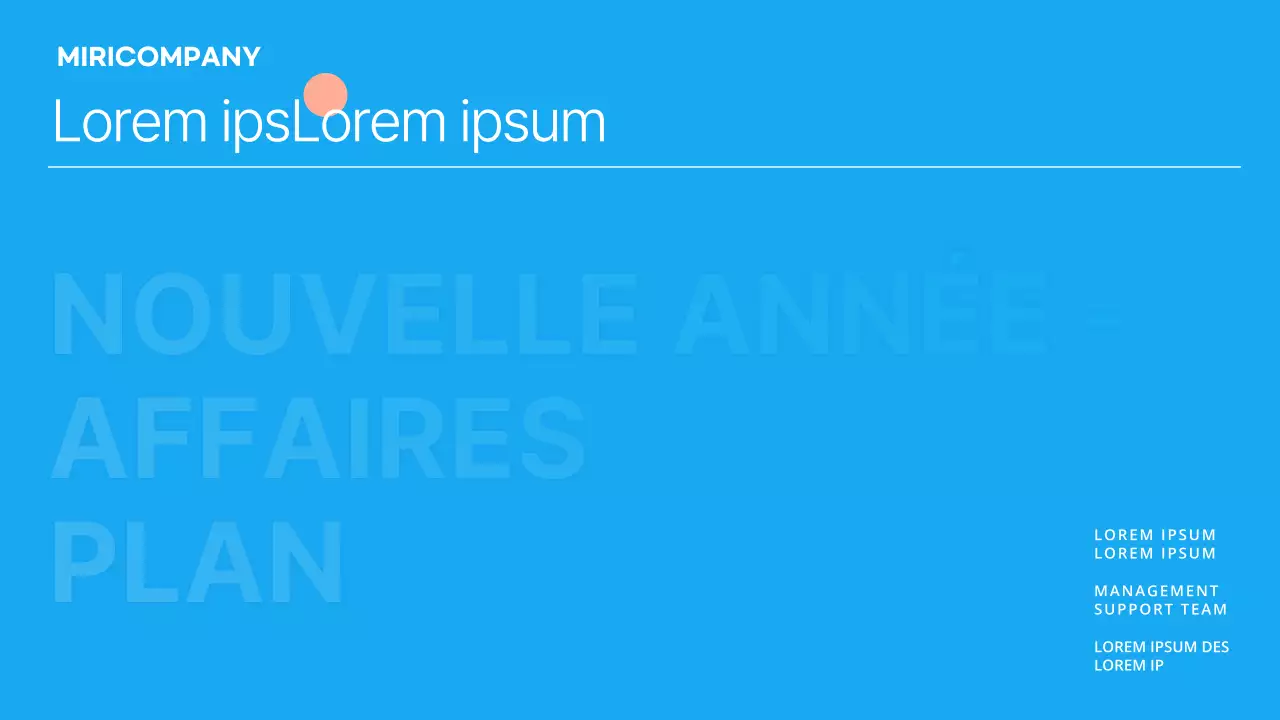 Présentation simple du plan d'affaires du Nouvel An en bleu clair