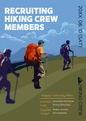 Blue Minimal Hiking Recruitment Poster