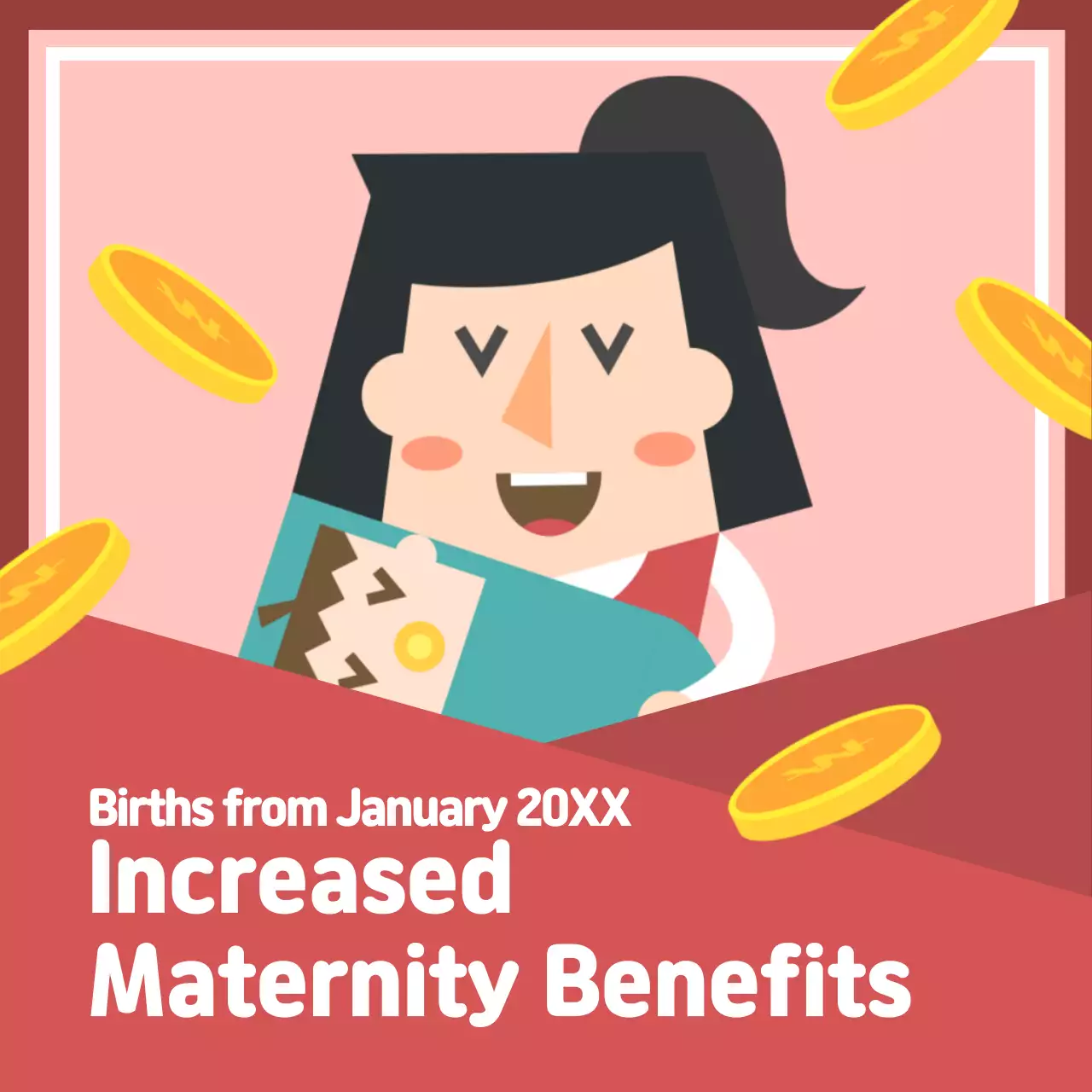 Red Simple Maternity Announcement Instagram Post