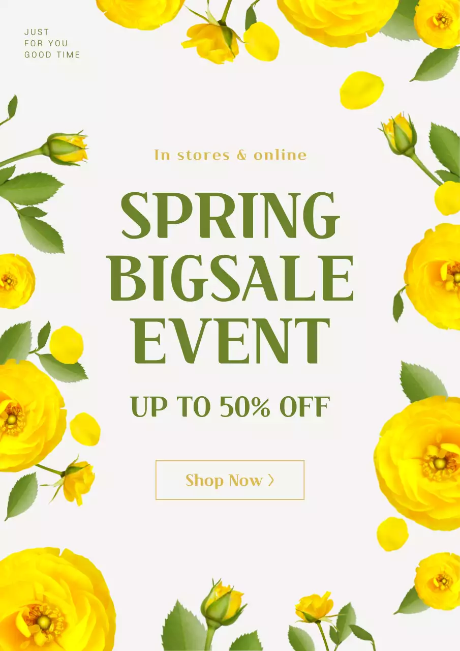 Promote a springtime sale with a yellow, cheerful floral illustration