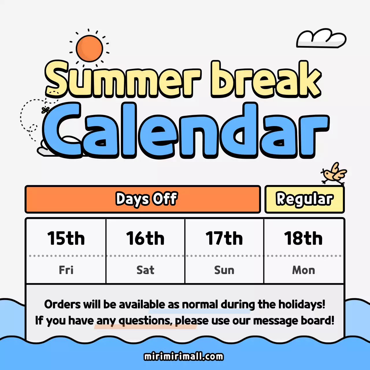 Blue Simple Summer Calendar Schedule Instagram Post