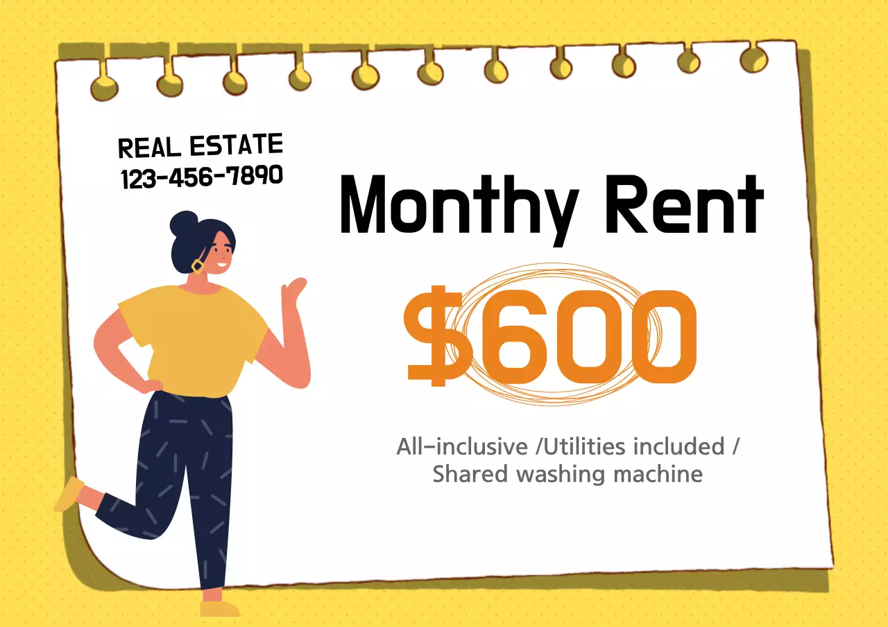 Yellow Simple Rent Advertisement Poster