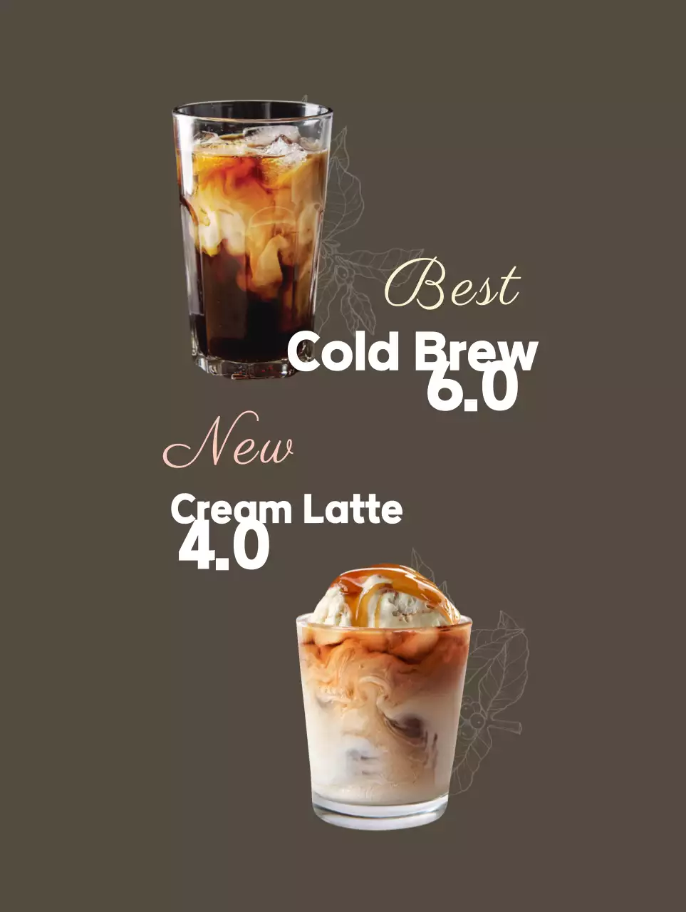 Simple, dark cafe banner in brown and beige