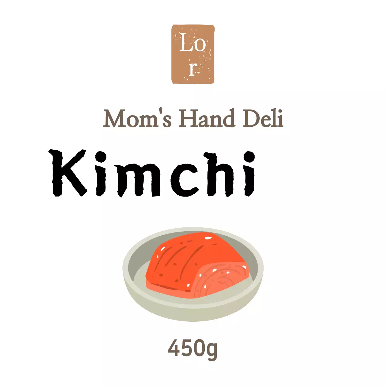 Nhãn dán kim chi bắp cải đơn giản màu trắng cho món ăn kèm