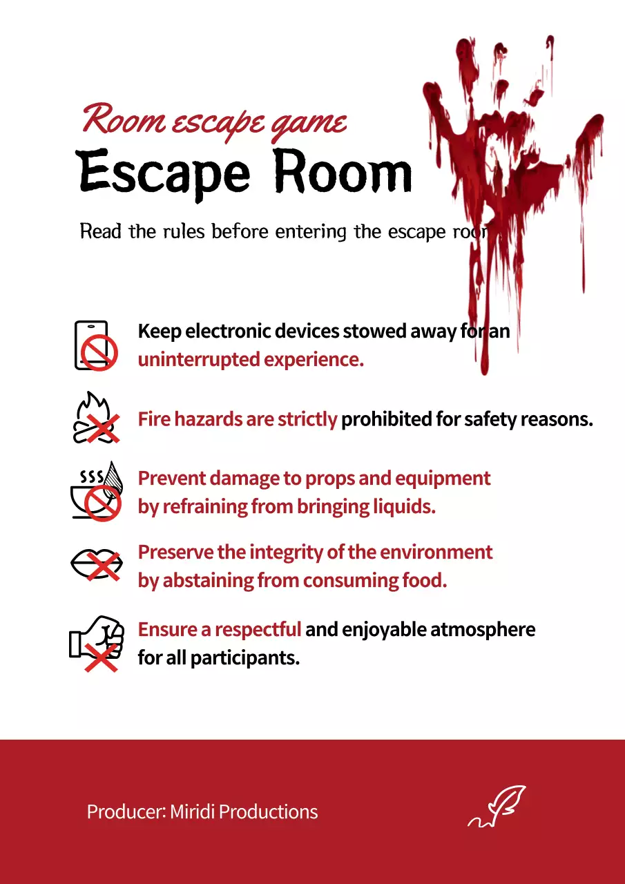 Red Gothic Escape Room Guideline Poster