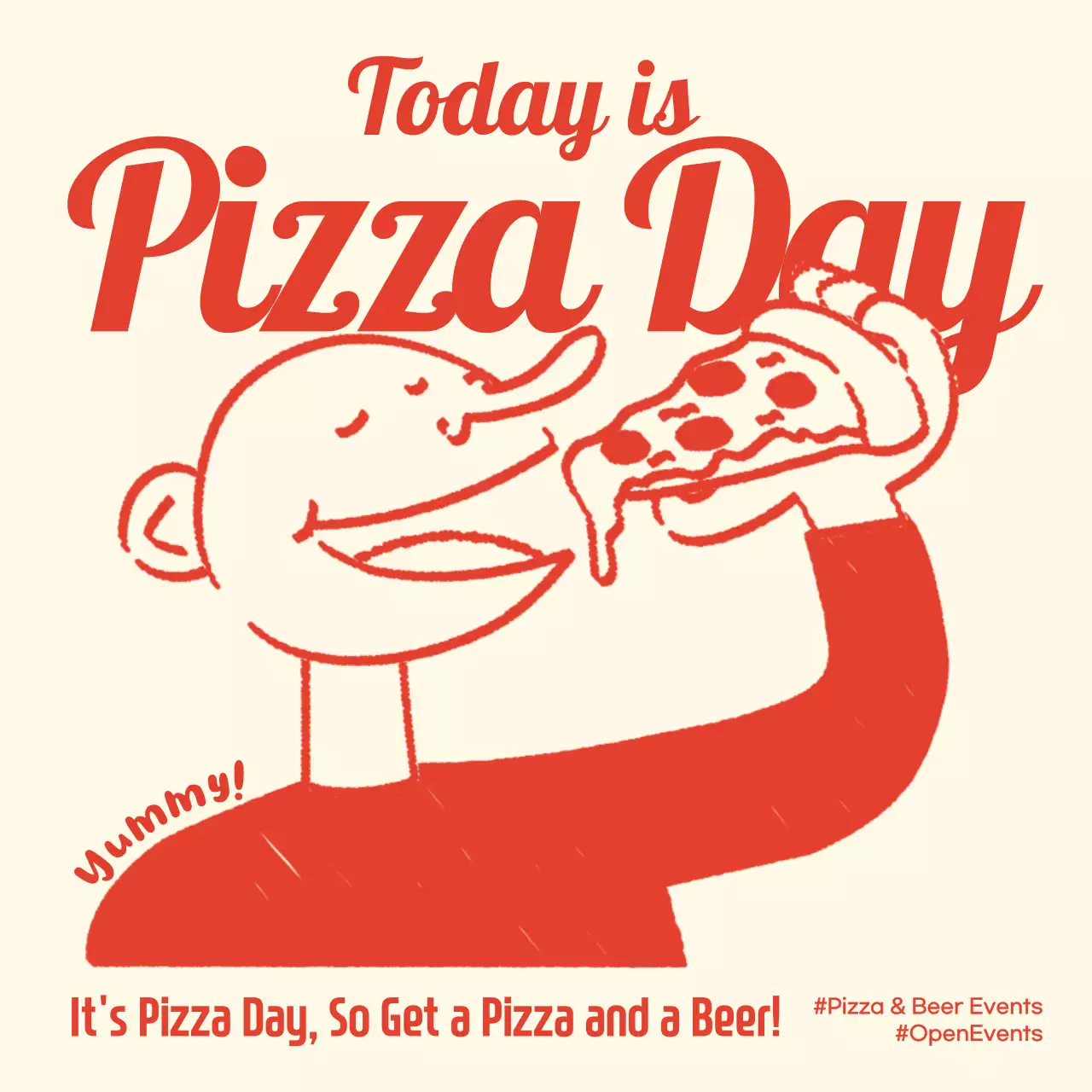 Red Retro Pizza Promotion Social Media Post