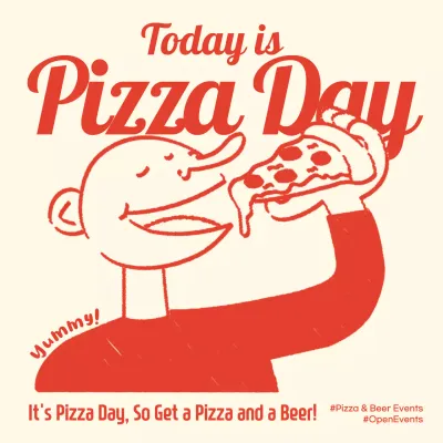 Red Retro Pizza Promotion Social Media Post