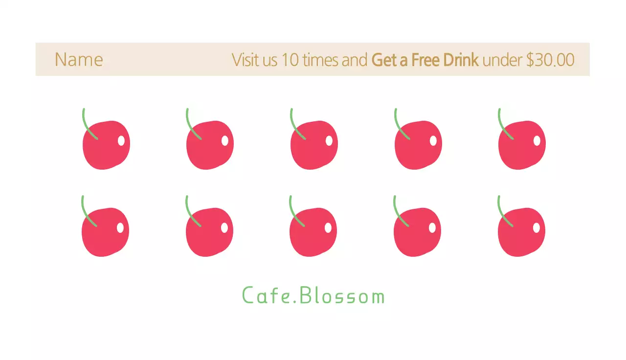 Cafe coupon business cards