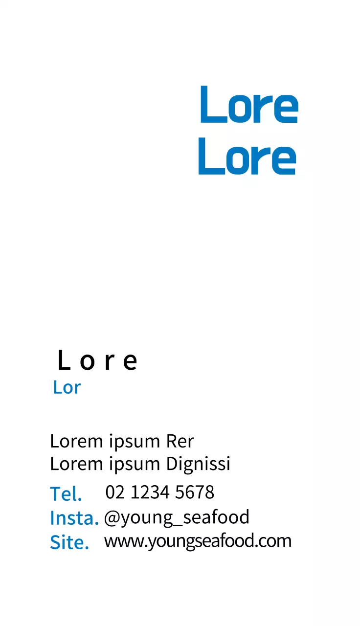 Kartu Nama Makanan Laut Minimal Biru