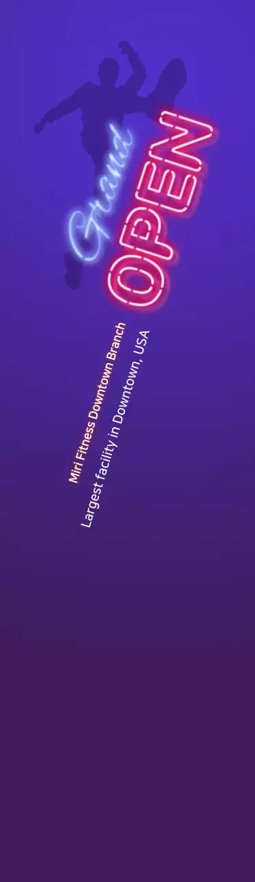 Konsep neon sederhana dalam warna ungu tua dan biru tua untuk promosi kebugaran