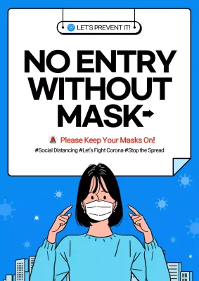 Blue Modern Mask Notice Poster