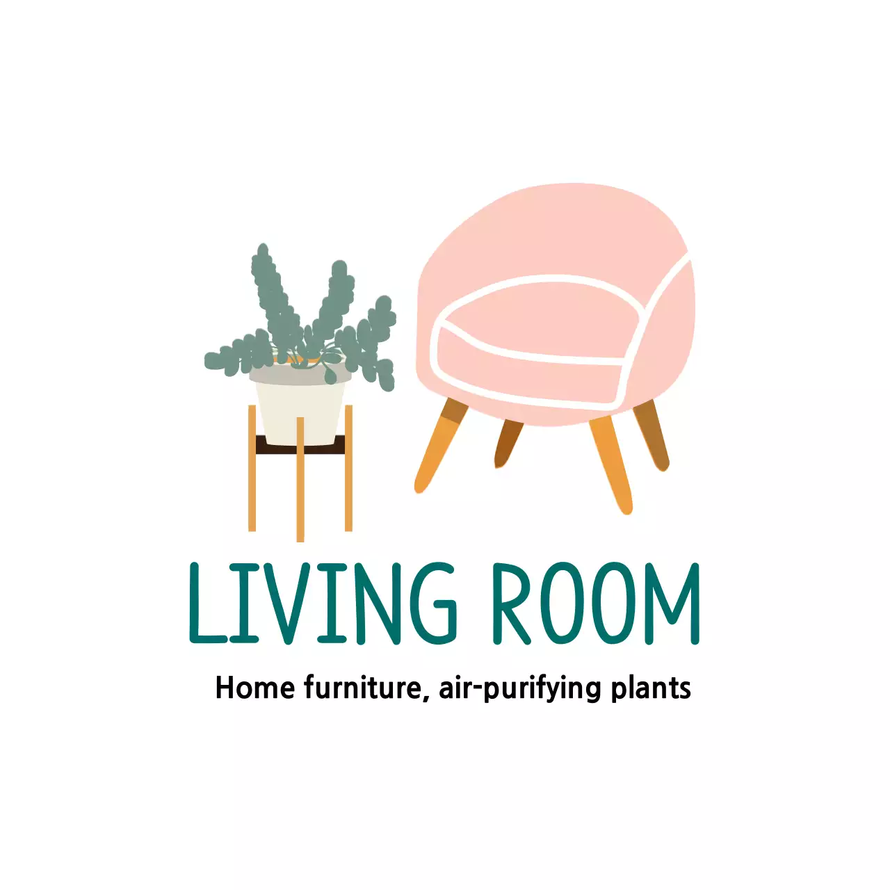 Etiquetas interiores limpas com ilustrações cor-de-rosa