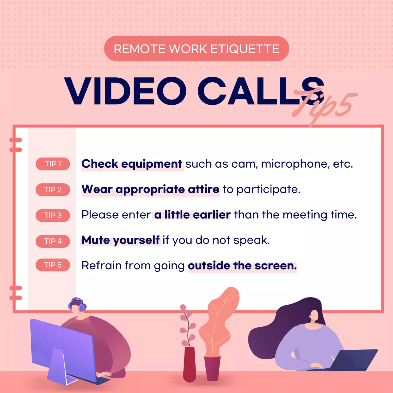 Pink Modern Remote Work Guide Instagram Carousel