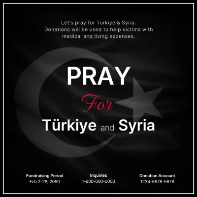 Highlighted text on a black background for earthquake donations