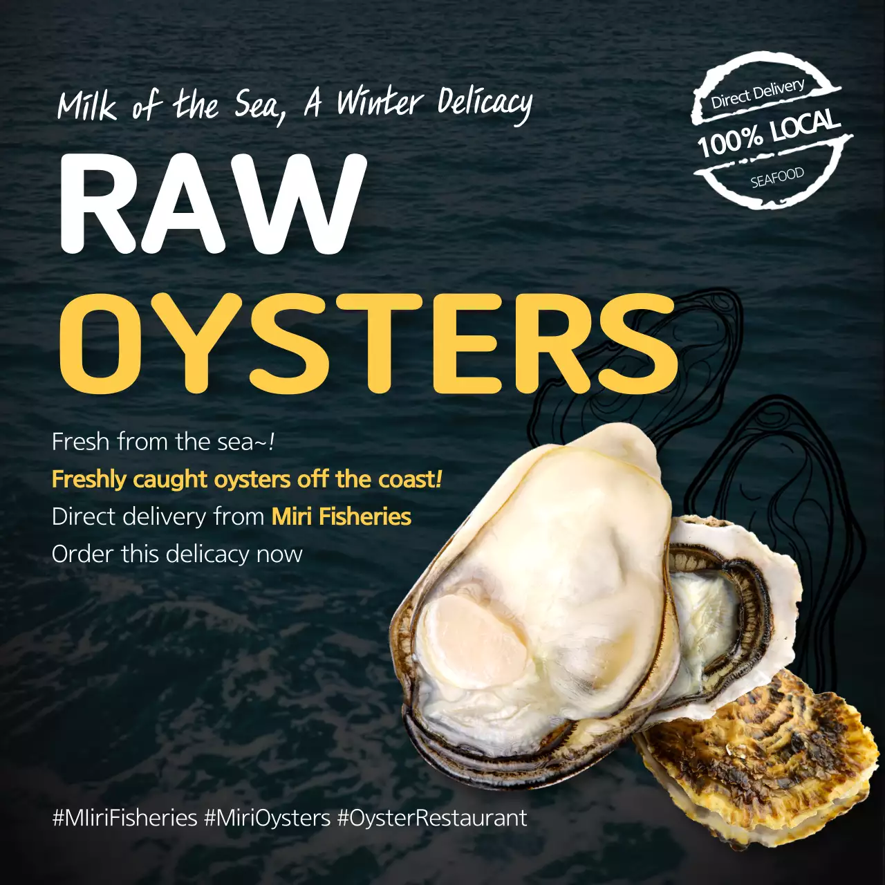 Black Modern Seafood Promotion Social Media Post