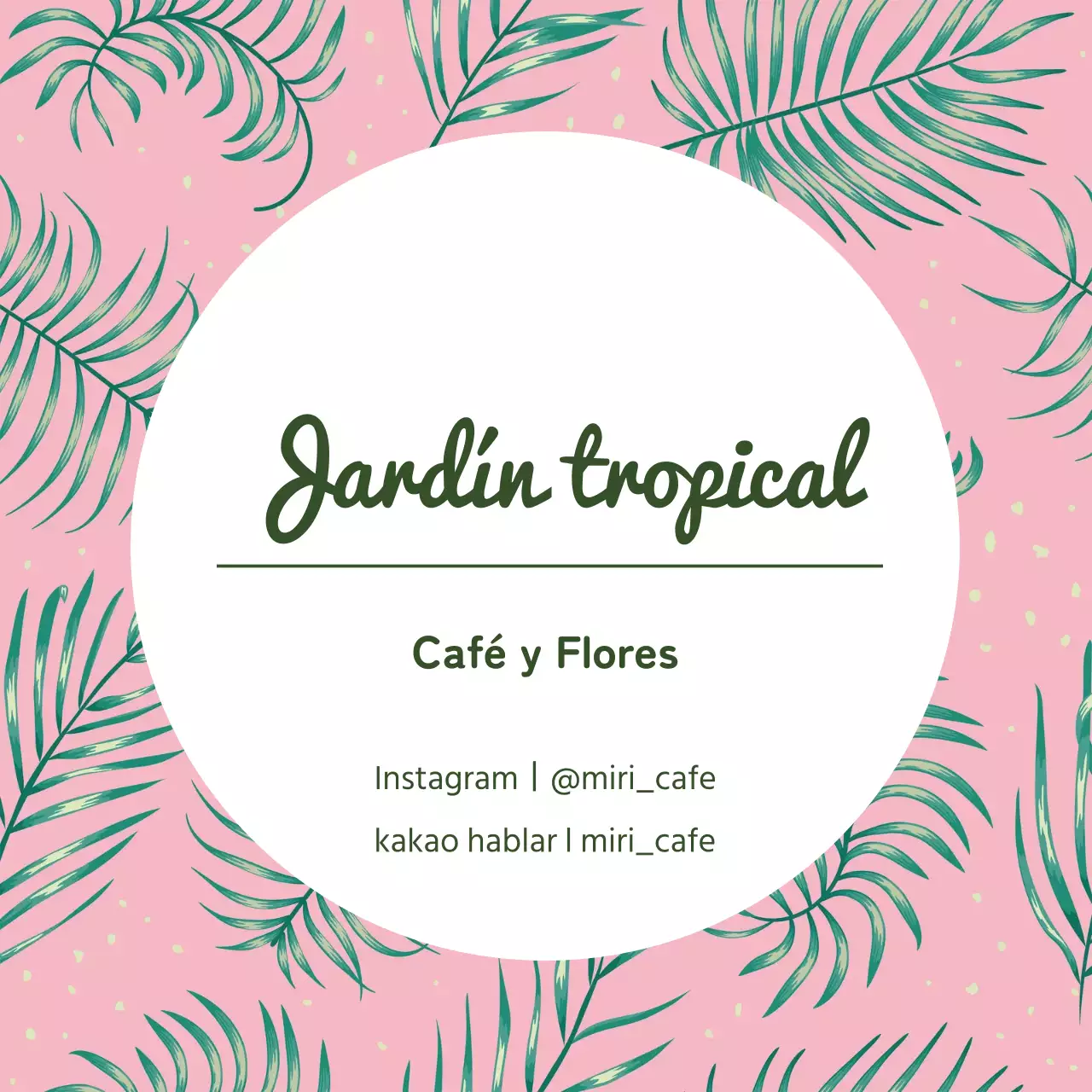 Promover un café rosa con motivos tropicales