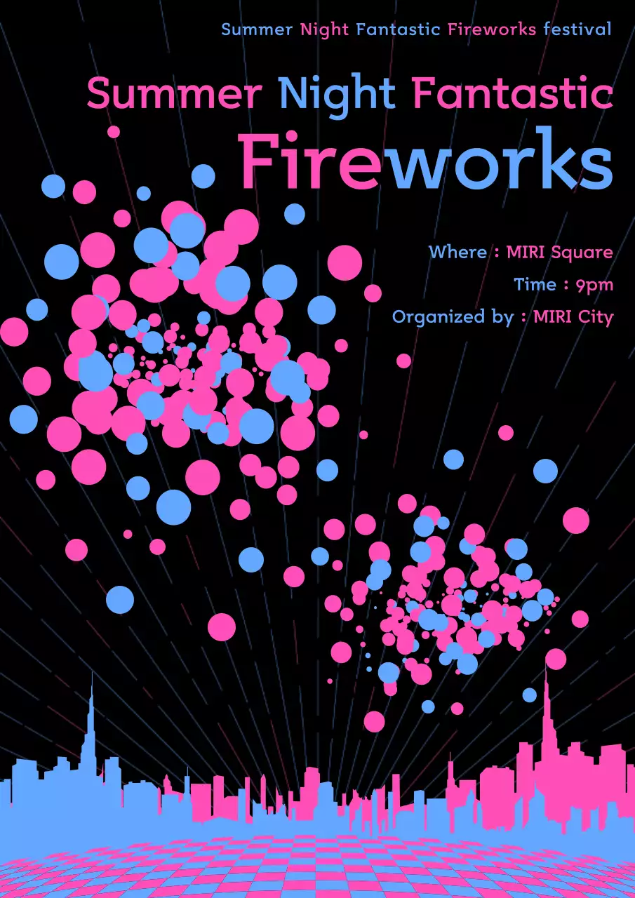 블랙 레트로 불꽃놀이 이벤트 포스터