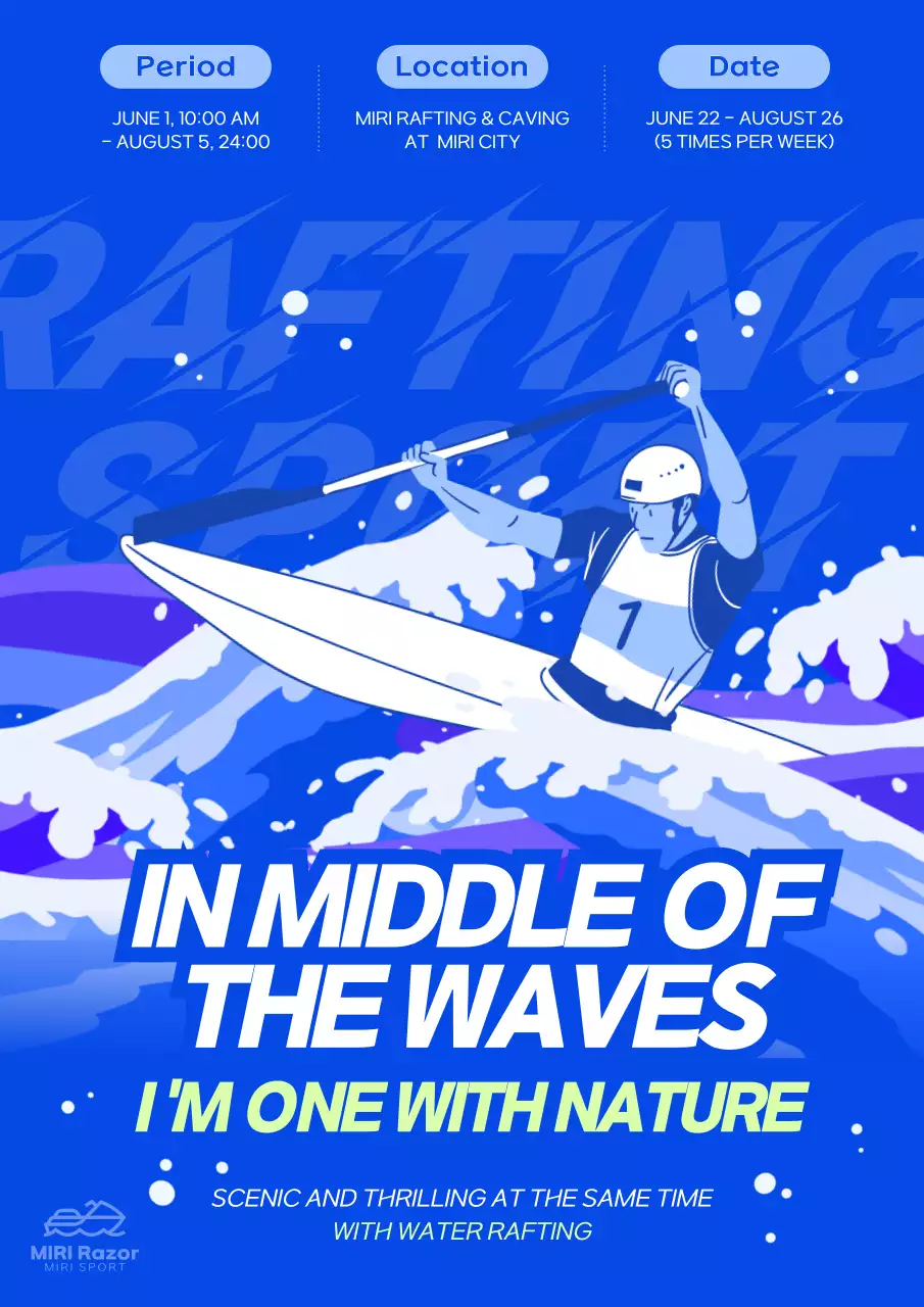 Blue Modern Rafting Event Poster