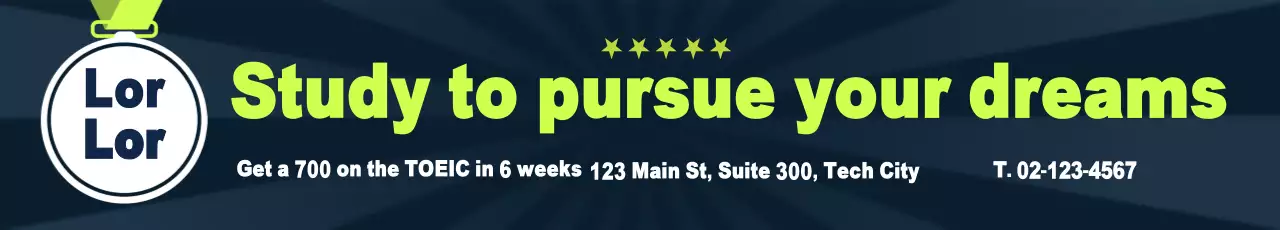 Banner de promoção Toeic moderno verde