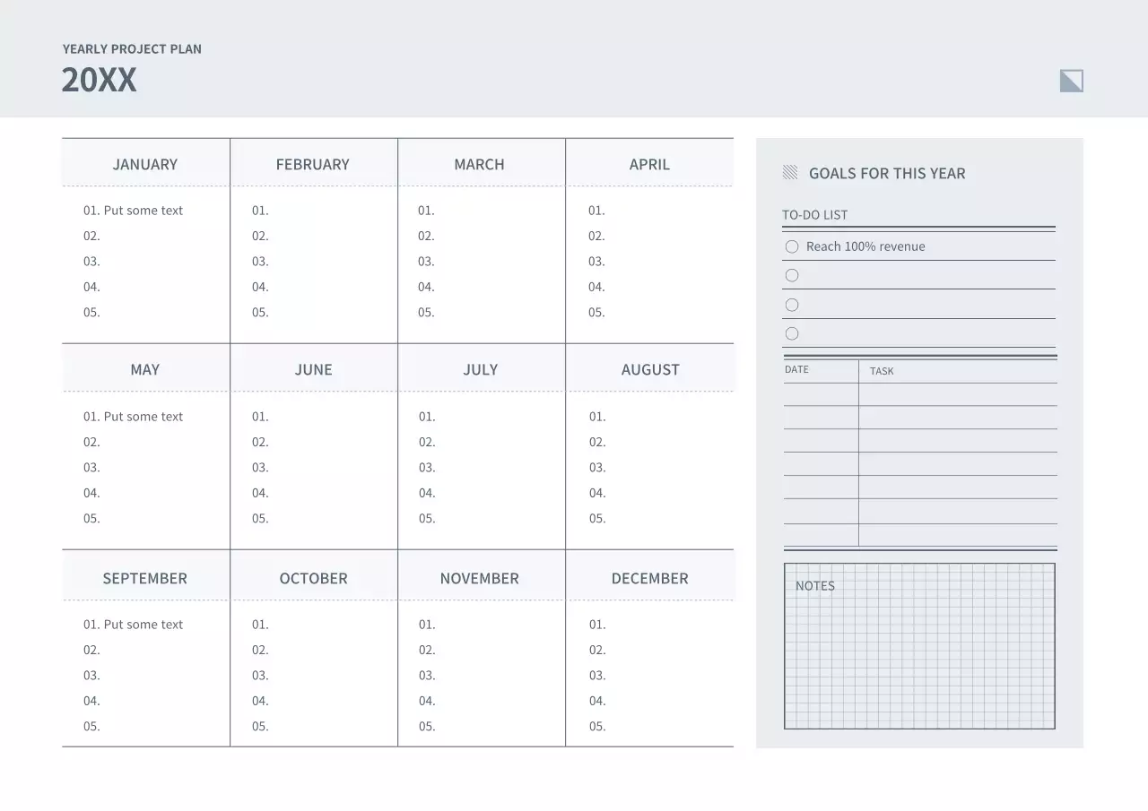 Navy and simple aesthetic project planner digital notebook