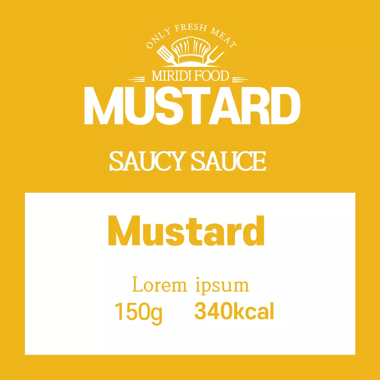 Etiquetas com logótipo amarelo para molhos de mostarda