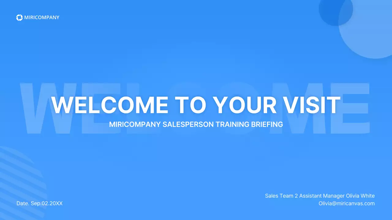 Salesperson training briefing with blue, three-dimensional shapes