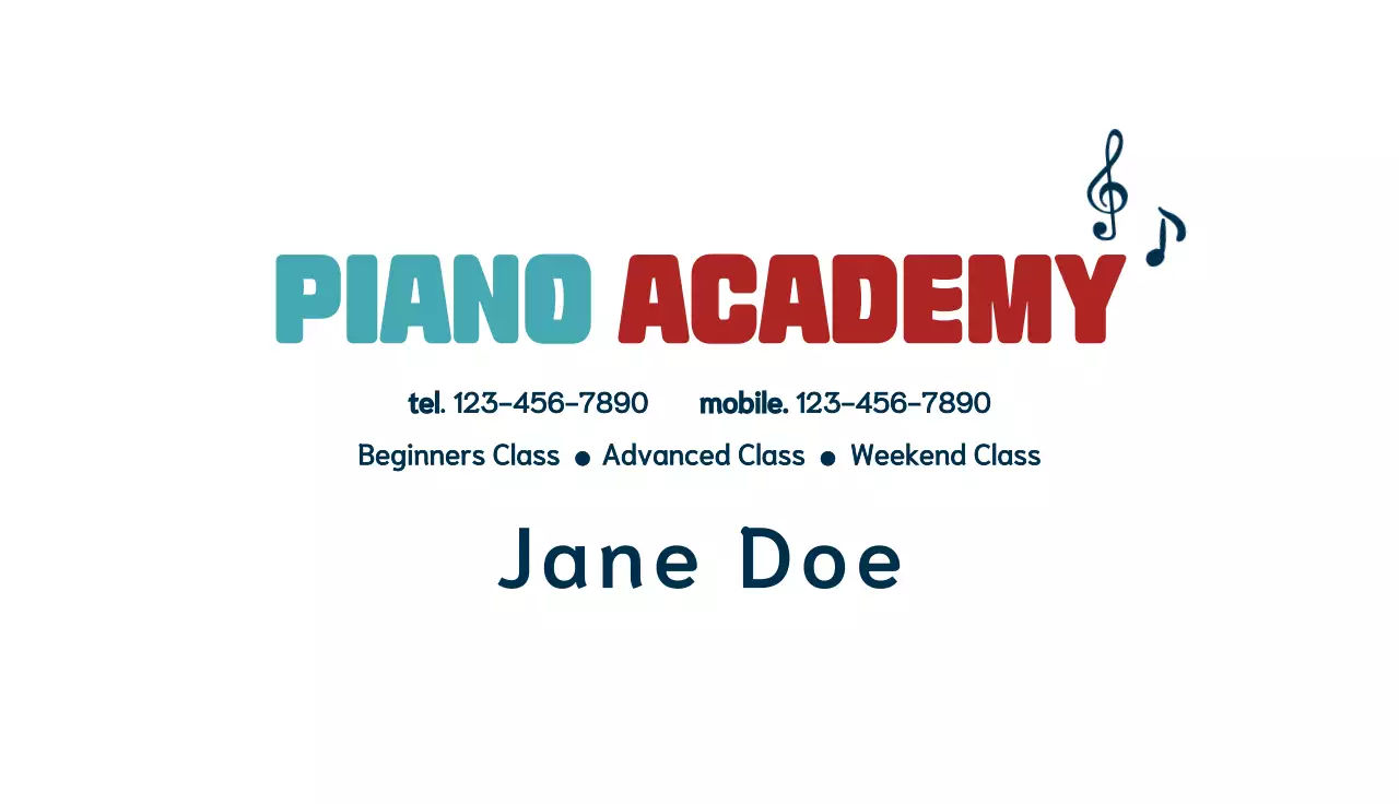 Yellow Artistic Piano Advertisement Business Card