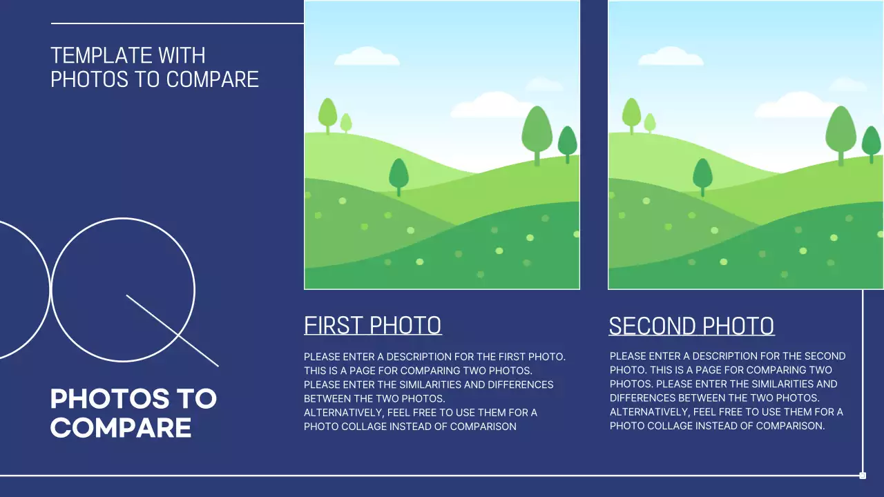 핑크와 남색의 사진프레임을 이용한 깔끔한 라인의 PPT