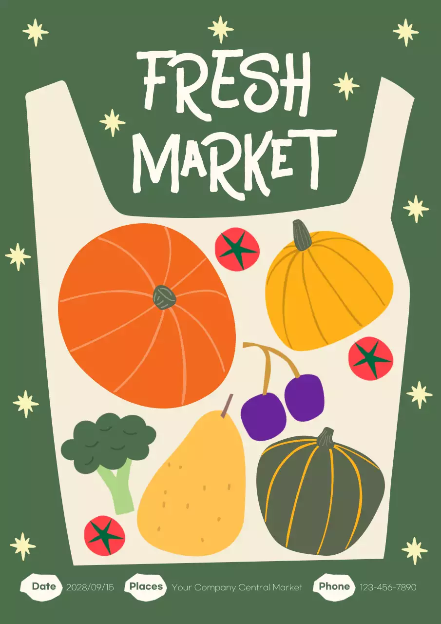 Green Retro Market Promotion Poster