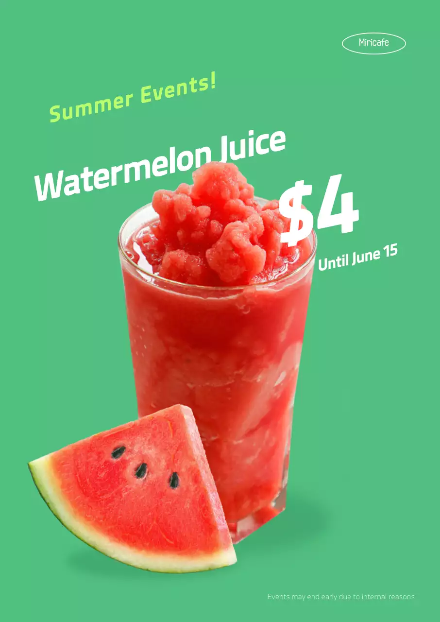 Introducing a clean cafe summer menu with a green background