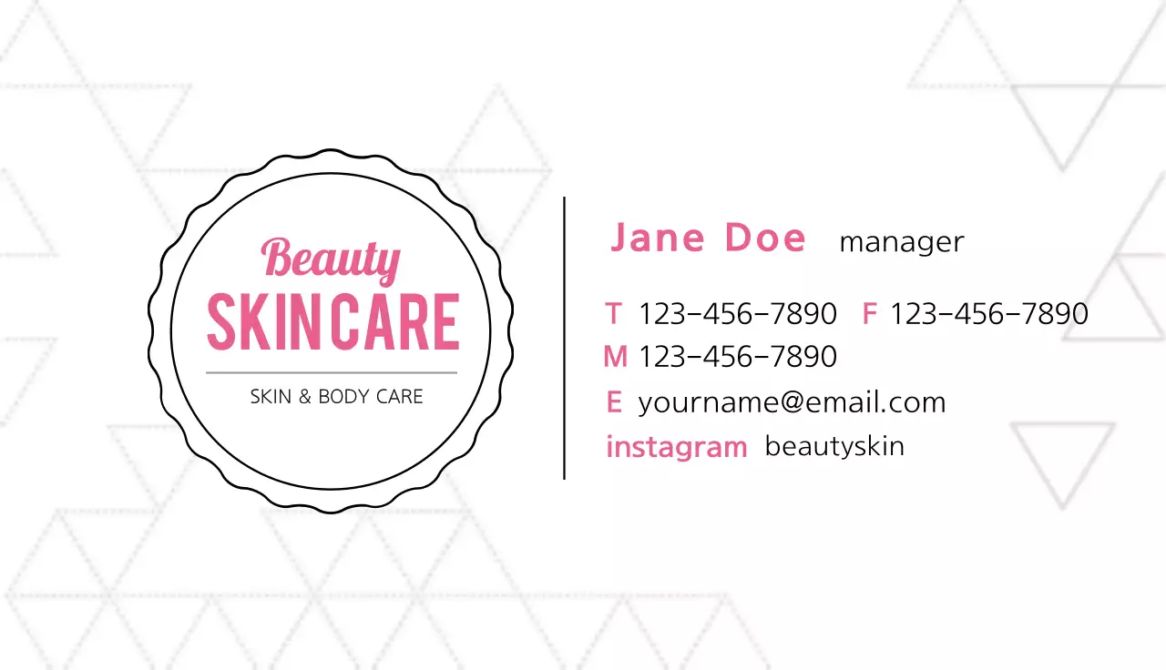 Pink Minimal Skincare Business Card