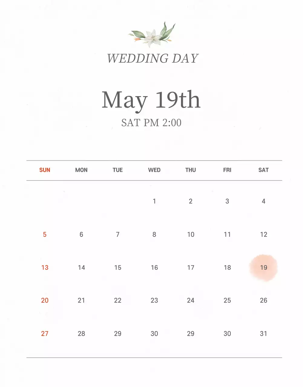 Light gray color and flowers mobile wedding invitation