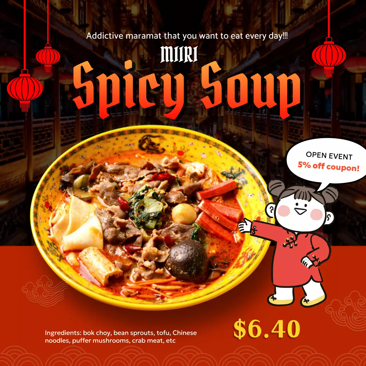 Red Traditional Soup Promotion Social Media Post