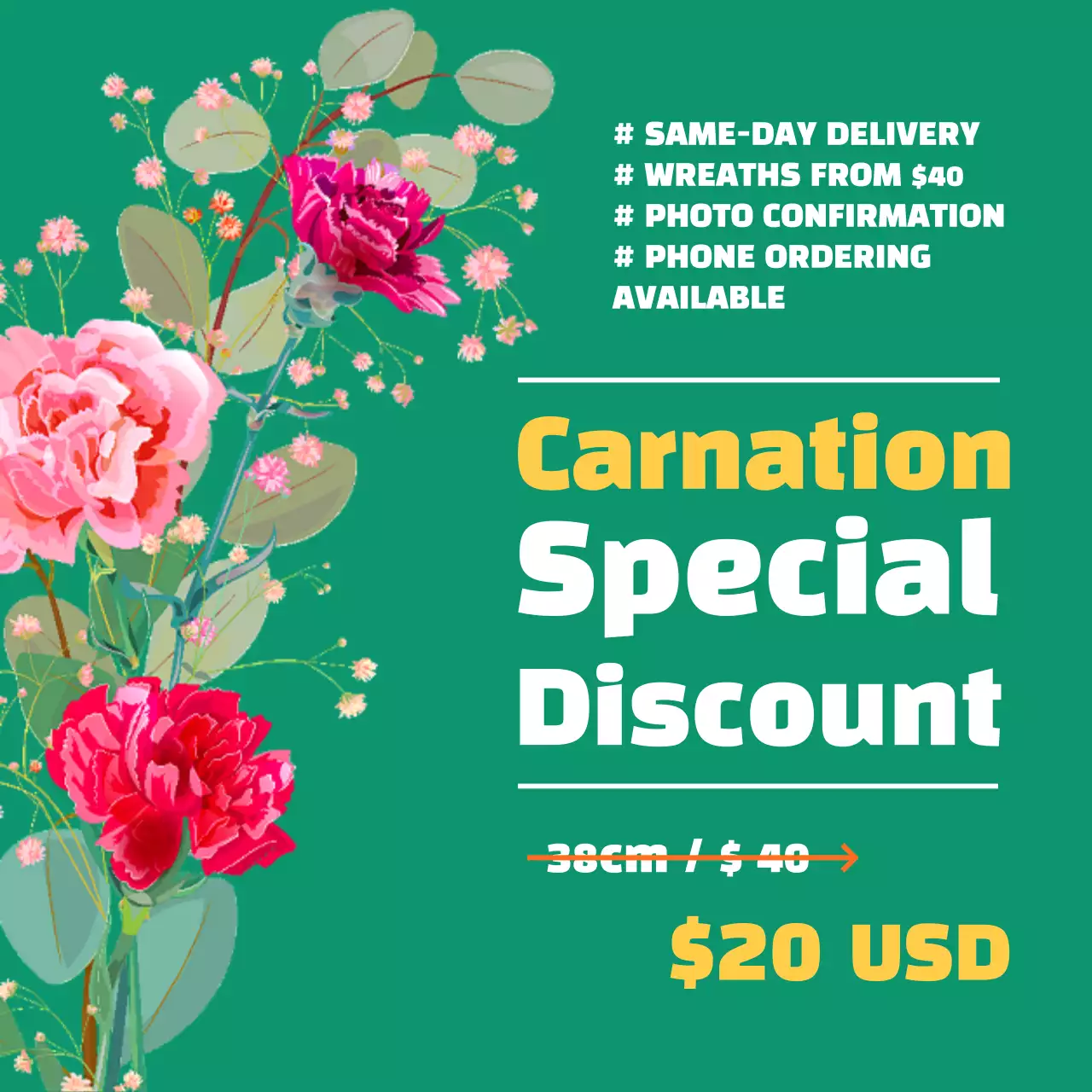 Green Floral Discount Promotion Instagram Post